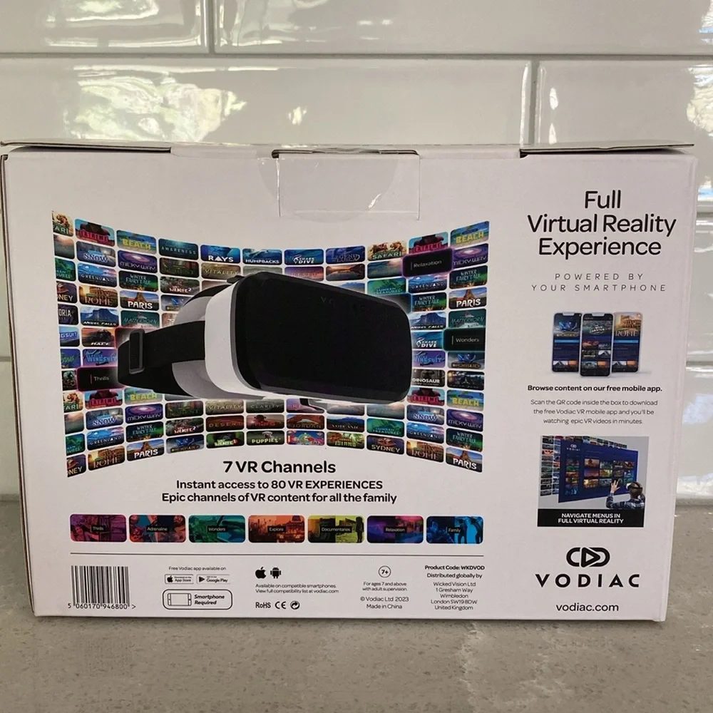Vodiac VR Headset for Smart Phone with 80 Experiences Virtual Reality